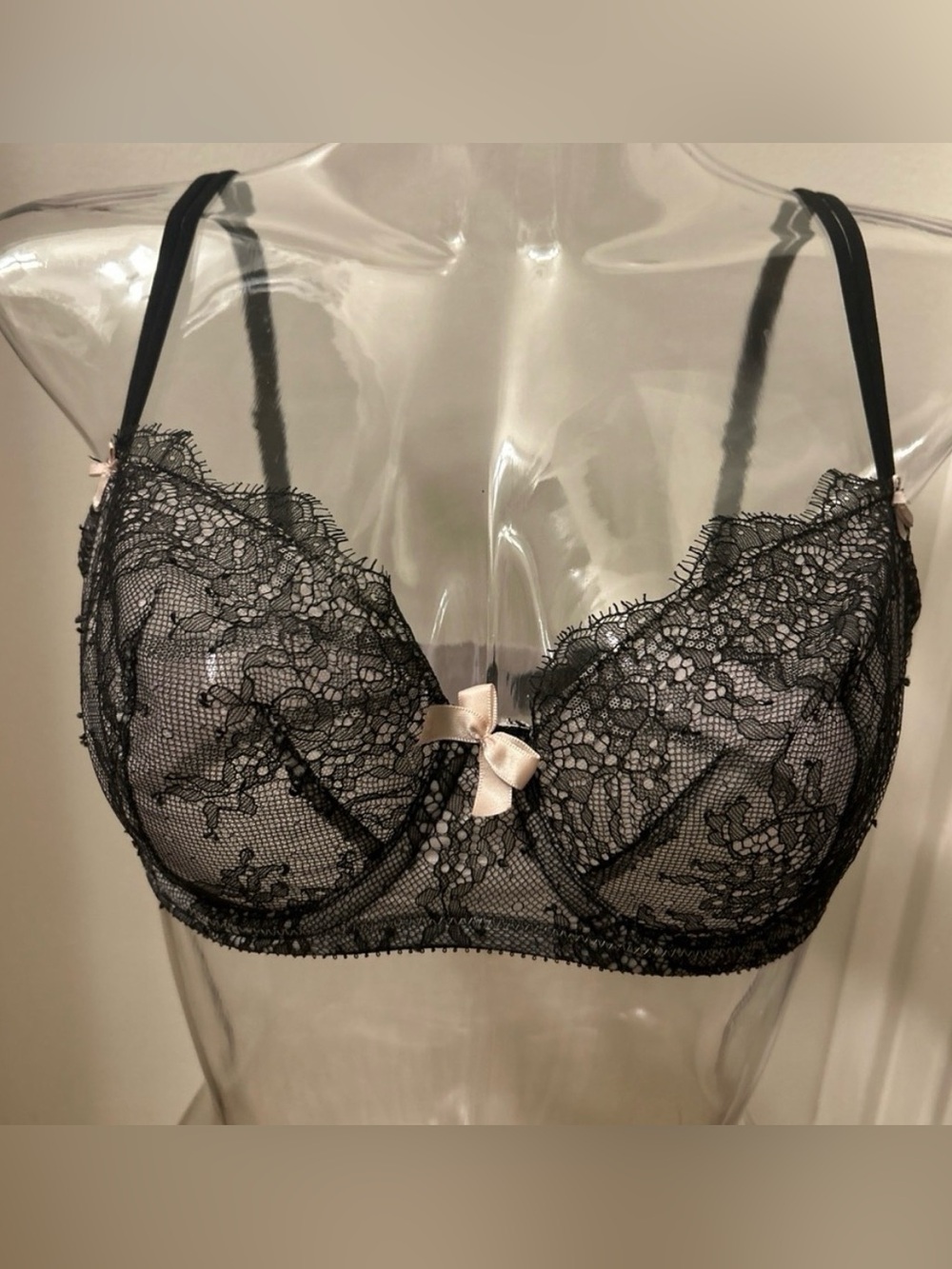Victoria's Secret Black Lace Bra with Cream Accents